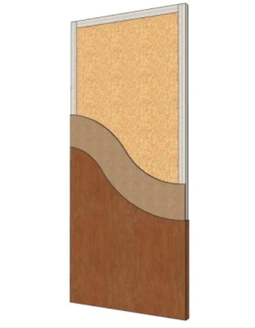 Cutaway of a Wedge fire door leaf showing the fire-resistant core, board facing and veneer